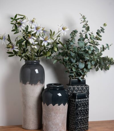 Medium. Rectangular. Vase. Sleek. Decor. Design. Decorative. Home. Bedroom. Living. Hallway. Room. Interior. Modern. Pattern. Floral. Flowers. Display. Stylish. Blue.
