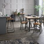 Bar. Stool. Barstool. Black. Brown. Wood. Chair. Seating. Metal. High Stool. Furniture. Versatile. Home. Decor. Kitchen. Breakfast Bar. Hallway. Room. Modern. Sleek.
