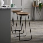 Bar. Stool. Barstool. Black. Brown. Wood. Chair. Seating. Metal. High Stool. Furniture. Versatile. Home. Decor. Kitchen. Breakfast Bar. Hallway. Room. Modern. Sleek.