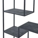 Shelf. Shelving. Unit. Display. Storage. Metal. Black. Industrial. Modern. Design. Functional. Minimalist. Statement. Decor. Urban. Living. Hallway. Dining. Bedroom. Room. Home. Furniture.