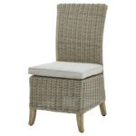 Outdoor. Furniture. Garden. Dining. Chair. Seating. Wicker. Aluminium. Weatherproof. Rustproof. Durable. Comfortable. Cushion. Olefin. Fabric. Acacia. Wood. Eco-friendly. Wood. Resilient. Wicker. Resistant. Beige.