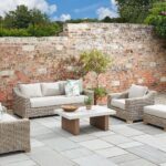 Outdoor. Furniture. Garden. Armchair. Seating. Wicker. Aluminium. Weatherproof. Rustproof. Durable. Comfortable. Cushion. Olefin. Fabric. Acacia. Wood. Eco-friendly. Wood. Resilient. Wicker. Resistant. Beige.