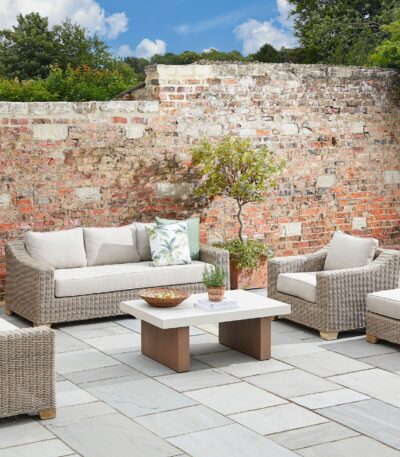 Outdoor. Furniture. Garden. Armchair. Seating. Wicker. Aluminium. Weatherproof. Rustproof. Durable. Comfortable. Cushion. Olefin. Fabric. Acacia. Wood. Eco-friendly. Wood. Resilient. Wicker. Resistant. Beige.
