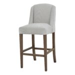 Fabric. Barstool. Stool. High Stool. Brown. Grey. Matte. Texture. Chair. Seating. Luxury. Plush. Chic. Home. Decor. Furniture. Living. Dining. Kitchen. Bar. Room. Comfort. Upholstery. Design. Versatile.