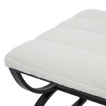 Boucle. Footstool. Stool. White. Black. Matte. Texture. Chair. Seating. Luxury. Plush. Chic. Home. Decor. Furniture. Living. Dining. Bedroom. Room. Comfort. Upholstery. Design. Versatile.