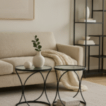 Black. Mirror. Curve. Design. Metal. Glass. Set. Two. Modern. Sleek. Side. Table. End. Home. Decor. Frame. Sleek. Versatile. Hallway. Bedroom. Living. Room. Chic. Style. Design.