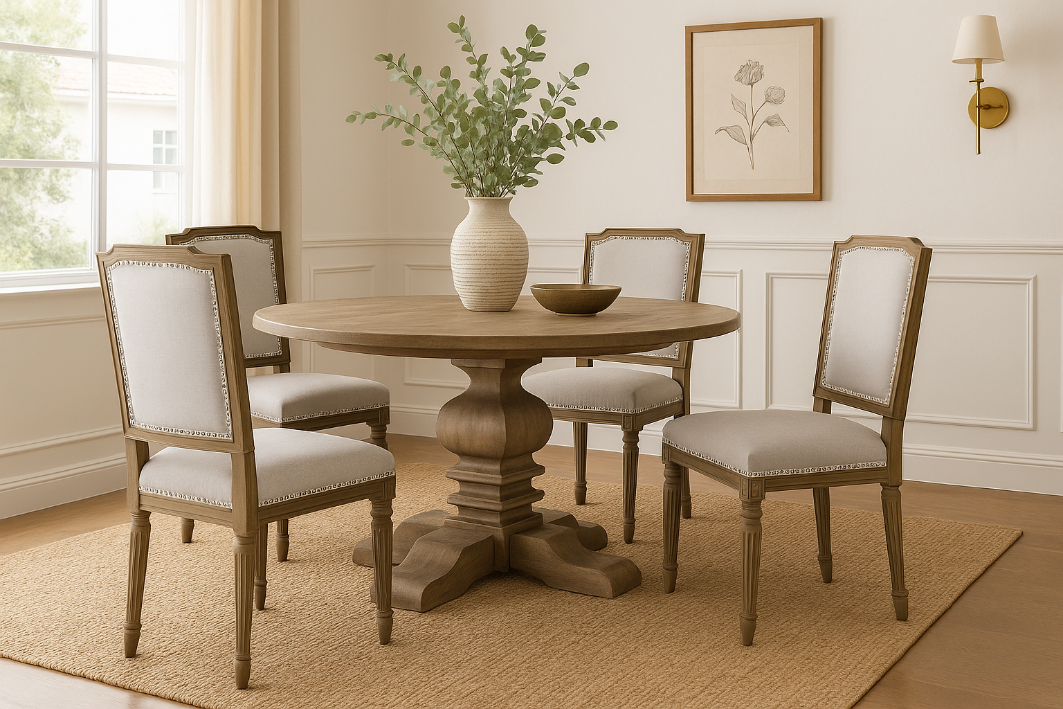 Haven Grey Dining Chair Grey. Chair. Seating. Dining Chair. Furniture. Wood. Fabric. Neutral. Modern. Versatile. Sturdy. Elegant. Classic. Living. Room. Home. Decor. Kitchen.