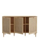 Beige. Oak. Rattan. 3 Door. Sideboard. Furniture. Storage. Shelf. Soft Close. Spacious. Timeless. Design. Home. Bedroom. Hallway. Living. Decor. Interior. Versatile. Quality. Functionality. Cabinet.