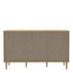Beige. Oak. Rattan. 3 Door. Sideboard. Furniture. Storage. Shelf. Soft Close. Spacious. Timeless. Design. Home. Bedroom. Hallway. Living. Decor. Interior. Versatile. Quality. Functionality. Cabinet.