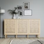 Beige. Oak. Rattan. 3 Door. Sideboard. Furniture. Storage. Shelf. Soft Close. Spacious. Timeless. Design. Home. Bedroom. Hallway. Living. Decor. Interior. Versatile. Quality. Functionality. Cabinet.