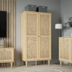 Oak. Rattan. Display. Cabinet. Furniture. Unit. Home. Hallway. Dining. Bedroom. Room. Living. Wood. Two Door. Storage. Spacious. Decor. Interior. Stylish. Design. Wood. Timeless. Functional. Collection.