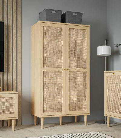 Oak. Rattan. Display. Cabinet. Furniture. Unit. Home. Hallway. Dining. Bedroom. Room. Living. Wood. Two Door. Storage. Spacious. Decor. Interior. Stylish. Design. Wood. Timeless. Functional. Collection.