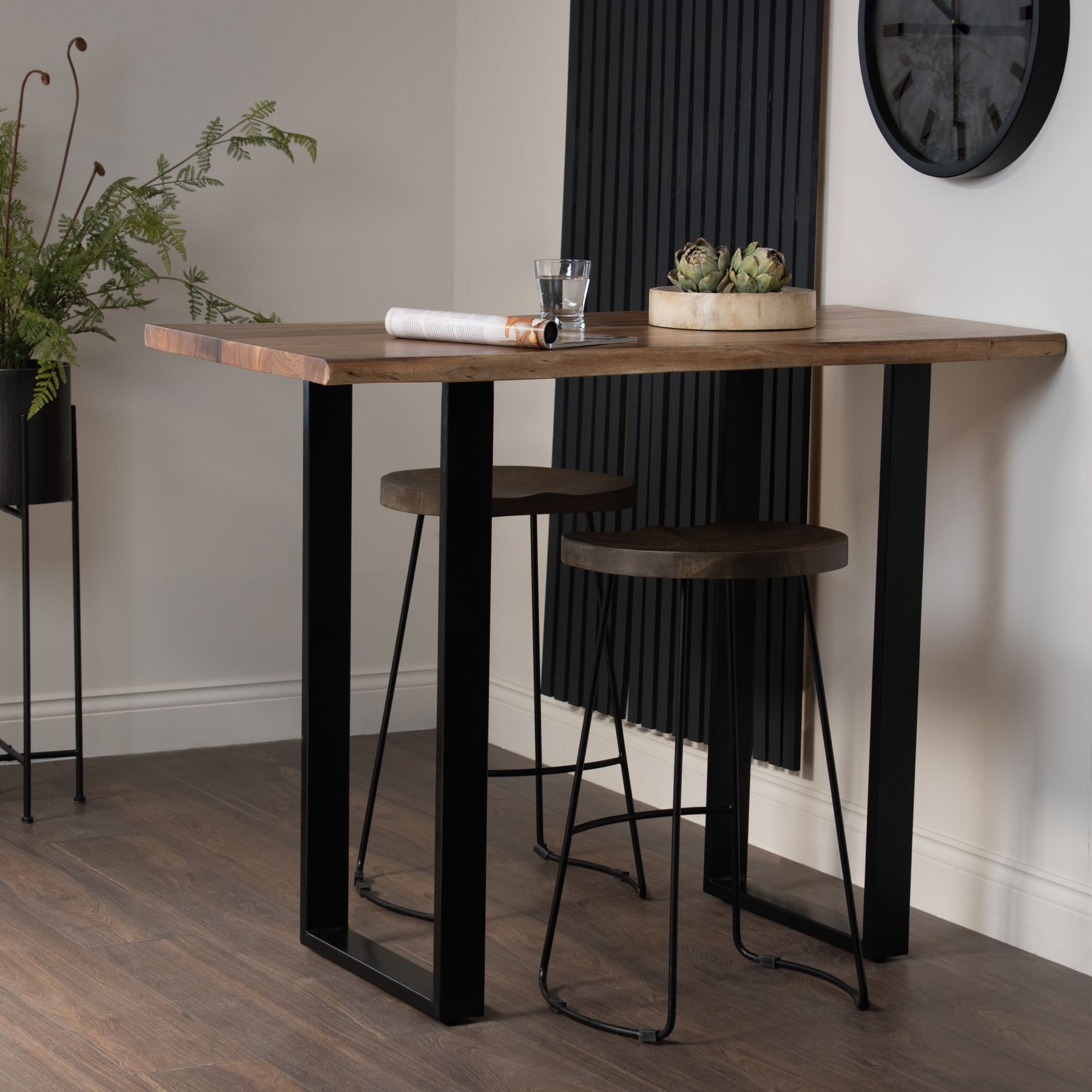 Bar. Table. Dining. Black. Brown. Wood. Furniture. Metal. Acacia. Display. Dining. Living. Home. Handmade. Versatile. Durable. Rustic. Industrial. Stylish. Minimalist. Authentic. Timeless.