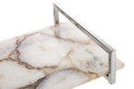 White resin tray. Agate stone. Polished finish. Steel handles. Gold accents. Handcrafted. Unique variations. Sophisticated. Durable. Functional. Stylish. Living room. Dining room. Kitchen. Centerpiece. Home decor. Luxurious. Contemporary. Timeless. Easy to clean. Art piece. Home decor. Accessories.