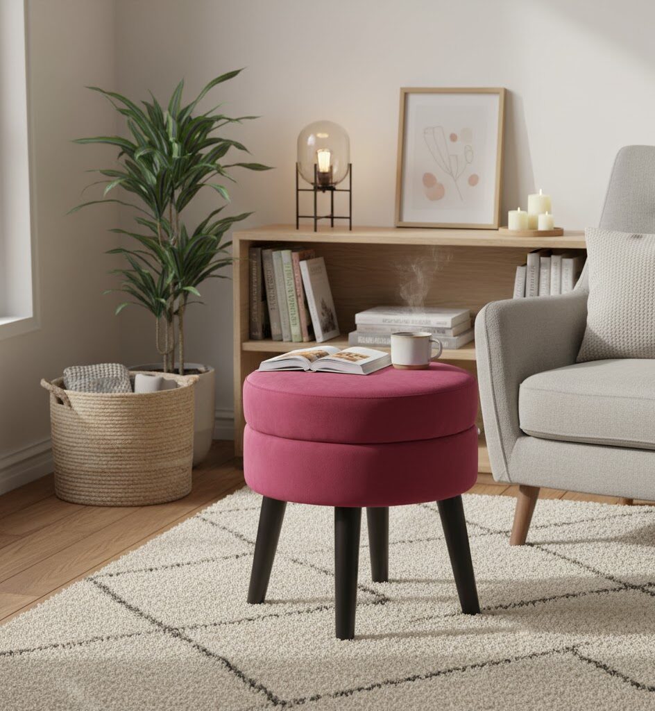 Lila Velvet Footstool Lila footstool. Velvet footstool. Upholstered footstool. Luxury footstool. Modern footstool. Plush footrest. Boutique furniture. Blue footstool. Grey footstool. Mink footstool. Burgundy footstool. Wine red footstool. Velvet furniture. Contemporary footstool. Small ottoman. Velvet ottoman. Stylish footstool. Soft seating. Home accessories. Bedroom furniture. Living room furniture. Accent furniture. Modern interior. Black wooden legs. Cushioned stool. Velvet accent piece. Compact seating solution.