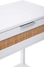 Brio. Console Table. White. Wood. Natural Rattan. Rattan Panels. Undershelf. Storage. Living Room Furniture. Home Decor. Earthy Aesthetic. Minimalist Design. Scandinavian Style. Light Furniture. Functional Furniture. Stylish Console. Natural Materials. Contemporary Home. Neutral Colors. Modern Furniture.