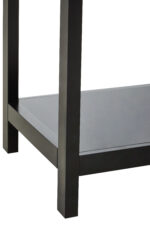 Nero Console Table. Black console table. Wood console table. Natural rattan panels. Console table with drawers. Undershelf storage. Modern console table. Minimalist furniture. Living room furniture. Home decor. Black furniture. Natural textures. Practical storage solution. Earthy design. Stylish console table. Durable furniture. Wood and rattan furniture. Contemporary console table. Black and natural finish. Small space furniture. Versatile console table.