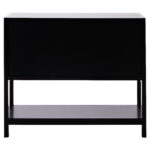 Nero Side Cabinet. Black furniture. Wood cabinet. Natural rattan panels. Storage solution. Two closed shelves. Undershelf. Modern home furniture. Warm aesthetic. Earthy tones. Contemporary design. Living room storage. Bedroom furniture. Stylish cabinet. Practical storage. Minimalist cabinet. Durable wood. Eco-friendly materials. Home organisation.