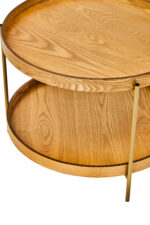 Virion side table. 2 tier side table. Natural wood veneer. Wooden side table. Round side table. Minimalist table. Small space furniture. Compact table. Modern side table. Natural wood finish. Home decor. Wood furniture. Functional side table. Contemporary living room furniture. Two level table. Natural colour table. Scandinavian style. Bedroom side table. Sustainable furniture.