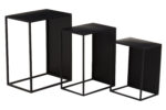 Valento. Side tables. Set of 3. Black finish. Iron frame. Minimalist furniture. Rectangular tables. Modern home decor. Durable tables. Compact design. Living room furniture. Sleek tables. Contemporary style. Space-saving furniture. Home accessories. Functional furniture. Versatile tables. Luxury finish. Black furniture. Metal furniture. Stylish side tables.
