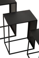 Valento. Side tables. Set of 3. Black finish. Iron frame. Minimalist furniture. Rectangular tables. Modern home decor. Durable tables. Compact design. Living room furniture. Sleek tables. Contemporary style. Space-saving furniture. Home accessories. Functional furniture. Versatile tables. Luxury finish. Black furniture. Metal furniture. Stylish side tables.
