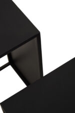 Valento. Side tables. Set of 3. Black finish. Iron frame. Minimalist furniture. Rectangular tables. Modern home decor. Durable tables. Compact design. Living room furniture. Sleek tables. Contemporary style. Space-saving furniture. Home accessories. Functional furniture. Versatile tables. Luxury finish. Black furniture. Metal furniture. Stylish side tables.