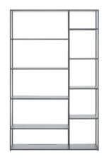 Axel shelf unit. Multi-level shelving. Metal shelf unit. Grey powder coated metal. Industrial shelf unit. Open shelving. Home storage furniture. Modern shelving unit. Minimalist shelf design. Large storage unit. Organiser shelf. Living room shelf. Office storage shelf. Display shelves. Industrial home decor. Contemporary storage solution. Grey metal furniture. Modern open shelf unit. Multi-purpose shelf unit. Sleek metal shelving.