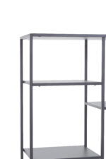 Axel shelf unit. Multi-level shelving. Metal shelf unit. Grey powder coated metal. Industrial shelf unit. Open shelving. Home storage furniture. Modern shelving unit. Minimalist shelf design. Large storage unit. Organiser shelf. Living room shelf. Office storage shelf. Display shelves. Industrial home decor. Contemporary storage solution. Grey metal furniture. Modern open shelf unit. Multi-purpose shelf unit. Sleek metal shelving.