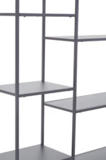 Axel shelf unit. Multi-level shelving. Metal shelf unit. Grey powder coated metal. Industrial shelf unit. Open shelving. Home storage furniture. Modern shelving unit. Minimalist shelf design. Large storage unit. Organiser shelf. Living room shelf. Office storage shelf. Display shelves. Industrial home decor. Contemporary storage solution. Grey metal furniture. Modern open shelf unit. Multi-purpose shelf unit. Sleek metal shelving.