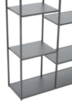 Axel shelf unit. Multi-level shelving. Metal shelf unit. Grey powder coated metal. Industrial shelf unit. Open shelving. Home storage furniture. Modern shelving unit. Minimalist shelf design. Large storage unit. Organiser shelf. Living room shelf. Office storage shelf. Display shelves. Industrial home decor. Contemporary storage solution. Grey metal furniture. Modern open shelf unit. Multi-purpose shelf unit. Sleek metal shelving.