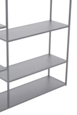 Axel shelf unit. Multi-level shelving. Metal shelf unit. Grey powder coated metal. Industrial shelf unit. Open shelving. Home storage furniture. Modern shelving unit. Minimalist shelf design. Large storage unit. Organiser shelf. Living room shelf. Office storage shelf. Display shelves. Industrial home decor. Contemporary storage solution. Grey metal furniture. Modern open shelf unit. Multi-purpose shelf unit. Sleek metal shelving.