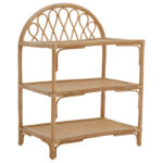 Lazaro shelf unit. 3 tier shelf. Natural rattan furniture. Rattan storage. Natural living. Arched back shelf. Rectangular shelves. Home storage. Eco-friendly furniture. Rustic decor. Boho furniture. Natural wood finish. Brown rattan. Minimalist shelving. Durable rattan. Living room storage. Bedroom storage. Stylish shelving. Sustainable furniture. Handcrafted shelf.