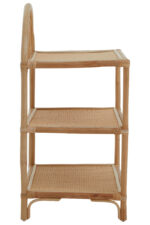 Lazaro shelf unit. 3 tier shelf. Natural rattan furniture. Rattan storage. Natural living. Arched back shelf. Rectangular shelves. Home storage. Eco-friendly furniture. Rustic decor. Boho furniture. Natural wood finish. Brown rattan. Minimalist shelving. Durable rattan. Living room storage. Bedroom storage. Stylish shelving. Sustainable furniture. Handcrafted shelf.