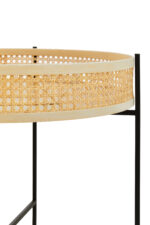 Dakota. Coffee Table. Natural Rattan. Hand Woven. Black Metal Base. Round Table. Cross Base. Organic Texture. Natural Living. Living Room Furniture. Home Decor. Sleek Design. Minimalist. Contemporary. Brown. Black. Natural Colors.