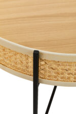 Dakota. Coffee Table. Natural Rattan. Hand Woven. Black Metal Base. Round Table. Cross Base. Organic Texture. Natural Living. Living Room Furniture. Home Decor. Sleek Design. Minimalist. Contemporary. Brown. Black. Natural Colors.