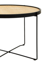 Dakota. Round coffee table. Natural rattan. Hand-woven rattan. Black metal base. Sleek design. Minimalist furniture. Organic texture. Natural living. Home furniture. Living room table. Modern coffee table. Durable. Stylish table.