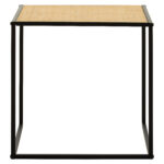 Dakota. Side table. Natural rattan. Hand-woven. Square webbing. Black metal frame. Minimalist furniture. Natural living. Home décor. Living room. Organic texture. Sleek design. Rustic style. Eco-friendly furniture. Small table. Accent table. Modern rustic. Sustainable materials.