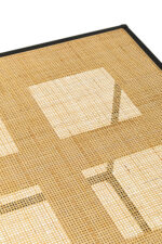 Dakota Coffee Table. Natural rattan coffee table. Hand-woven rattan. Rattan furniture. Minimalist coffee table. Black metal base. Living room furniture. Natural living. Boho furniture. Organic texture. Square rattan webbing. Modern coffee table. Neutral home decor. Eco-friendly furniture. Rattan and metal table. Earthy tones. Sustainable furniture. Natural wood tones. Stylish coffee tables.