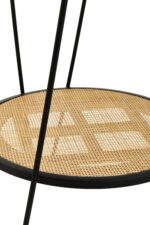 dakota side table. black metal side table. side table with rattan shelf. hairpin leg table. small round table. modern side table. boho side table. minimalist side table. rattan furniture. black and natural table. living room side table. compact accent table. metal and rattan table. natural living furniture. decorative side table. small storage table. round top side table. coffee table alternative. scandi boho furniture. home furniture.