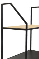 Dakota shelf unit. 5 tier shelf. Black metal shelf. Natural rattan shelves. Open storage. Sturdy metal frame. Home storage. Living room furniture. Modern shelves. Natural living. Contemporary furniture. Black shelving unit. Versatile storage. Decorative shelves. Home organization. Rustic style. Minimalist shelves. Bookcase. Display shelves. Home decor.