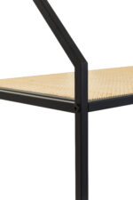 Dakota shelf unit. 5 tier shelf. Black metal shelf. Natural rattan shelves. Open storage. Sturdy metal frame. Home storage. Living room furniture. Modern shelves. Natural living. Contemporary furniture. Black shelving unit. Versatile storage. Decorative shelves. Home organization. Rustic style. Minimalist shelves. Bookcase. Display shelves. Home decor.