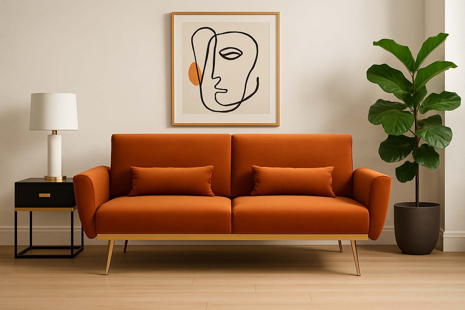 Ava orange Velvet Sofa Bed Ava Velvet Sofa Bed. Velvet sofa bed. Burnt orange sofa. Teal sofa. Mink sofa. Velvet upholstery. Foam padding. Rose gold legs. Modern sofa bed. Space-saving furniture. Living room sofa. Convertible sofa. Stylish sofa bed. Comfortable sofa. Contemporary furniture. Home furniture. Multifunctional sofa. Bedroom furniture. Luxe sofa bed. Velvet furniture. Sleek design. Angular arms. Modern statement piece. Sofa bed with metal legs. Durable sofa bed. Velvet couch. Trendy sofa colors. Velvet seating. Compact sofa bed.