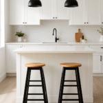 Bar stool. Kitchen stool. Wooden bar stool. Natural wood. A-frame legs. Black. White. Grey. Modern rustic furniture. Home furniture. Seating. Counter stool. Bar seating. Minimalist furniture. Scandi style. Farmhouse bar stool. Breakfast bar chair. Footrest stool. Compact bar stool. Solid wood stool. Contemporary seating.