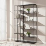 Axel shelf unit. Multi-level shelving. Metal shelf unit. Grey powder coated metal. Industrial shelf unit. Open shelving. Home storage furniture. Modern shelving unit. Minimalist shelf design. Large storage unit. Organiser shelf. Living room shelf. Office storage shelf. Display shelves. Industrial home decor. Contemporary storage solution. Grey metal furniture. Modern open shelf unit. Multi-purpose shelf unit. Sleek metal shelving.