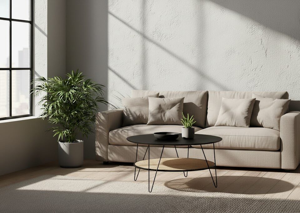 Dakota Coffee Table With Hairpin Legs Dakota Coffee Table. Black metal table. Natural rattan shelf. Hairpin legs. Round coffee table. Storage shelf. Organic texture. Modern furniture. Natural living. Minimalist design. Home furniture. Living room table. Durable coffee table. Contemporary style. Black furniture. Rattan furniture. Sleek design.