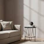 dakota side table. black metal side table. side table with rattan shelf. hairpin leg table. small round table. modern side table. boho side table. minimalist side table. rattan furniture. black and natural table. living room side table. compact accent table. metal and rattan table. natural living furniture. decorative side table. small storage table. round top side table. coffee table alternative. scandi boho furniture. home furniture.