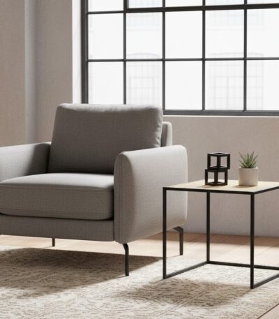 Dakota. Side table. Natural rattan. Hand-woven. Square webbing. Black metal frame. Minimalist furniture. Natural living. Home décor. Living room. Organic texture. Sleek design. Rustic style. Eco-friendly furniture. Small table. Accent table. Modern rustic. Sustainable materials.