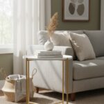 Elaro Side Table. Modern side table. Stylish side table. Minimalist side table. Durable side table. Wooden side table. Metal frame side table. Compact side table. Living room side table. Bedroom side table. Versatile side table. Space-saving side table. Contemporary side table. Industrial side table. Accent side table. Easy-to-assemble side table. Functional side table. Neutral tone side table. Lightweight side table. Practical side table.