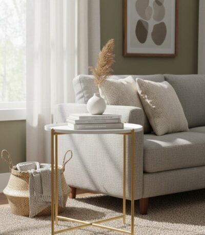 Elaro Side Table. Modern side table. Stylish side table. Minimalist side table. Durable side table. Wooden side table. Metal frame side table. Compact side table. Living room side table. Bedroom side table. Versatile side table. Space-saving side table. Contemporary side table. Industrial side table. Accent side table. Easy-to-assemble side table. Functional side table. Neutral tone side table. Lightweight side table. Practical side table.