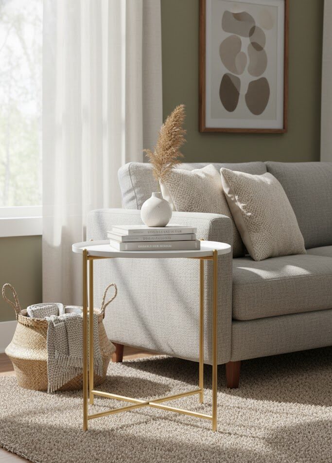 Elaro Side Table Elaro Side Table. Modern side table. Stylish side table. Minimalist side table. Durable side table. Wooden side table. Metal frame side table. Compact side table. Living room side table. Bedroom side table. Versatile side table. Space-saving side table. Contemporary side table. Industrial side table. Accent side table. Easy-to-assemble side table. Functional side table. Neutral tone side table. Lightweight side table. Practical side table.